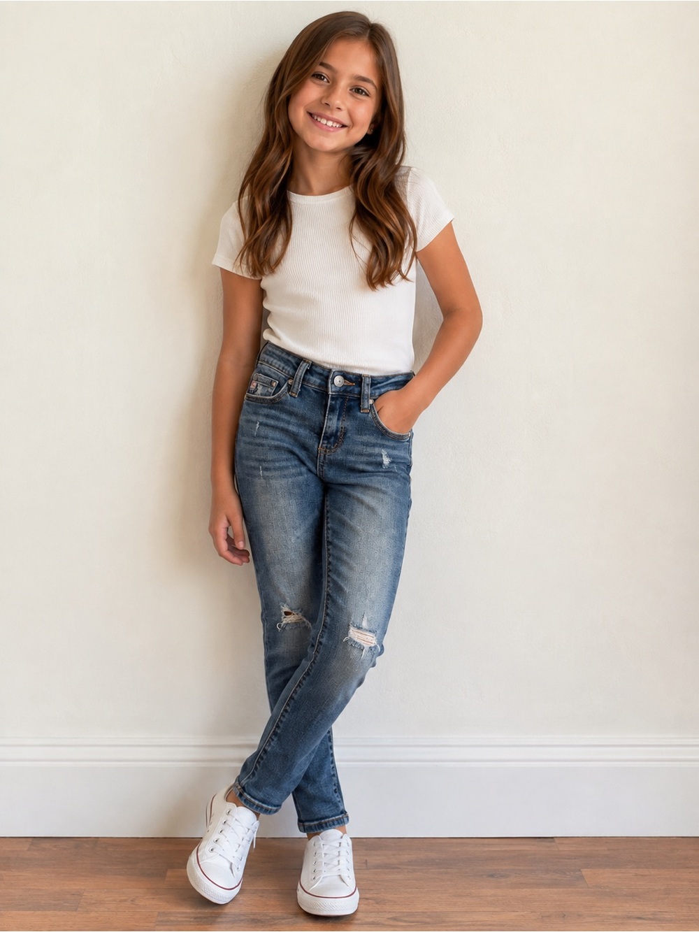 Ag Adriano Goldschmied Kids Distressed Slim Jeans - Medium Blue Wash